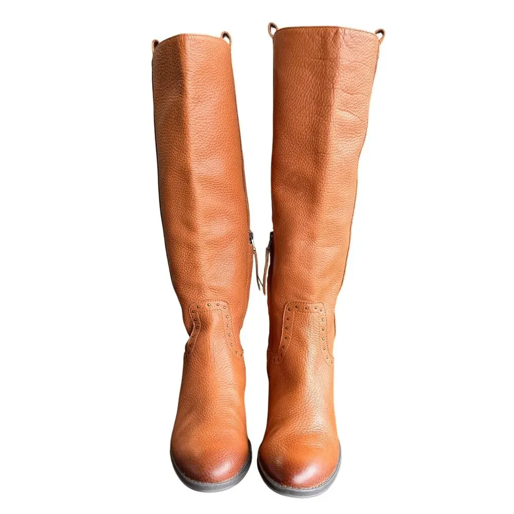 Sam Edelman Prina Women's Brown Leather Studded Knee High Riding Boots - 6.5